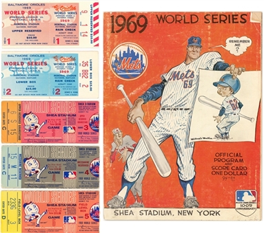 1969 World Series Games 1-5 New York Mets vs Baltimore Orioles Complete Ticket Run 1-5 Including Program  
